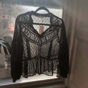Sheer black boho Zara top